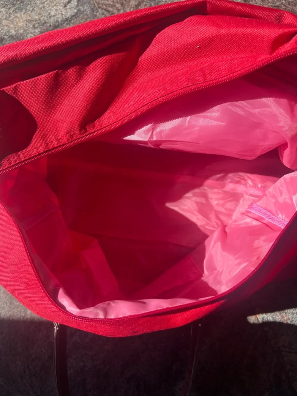 Red Men's Travel Tote Bag with Brown Handles